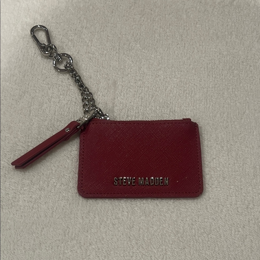 Cherry Red Card Holder with Keychain